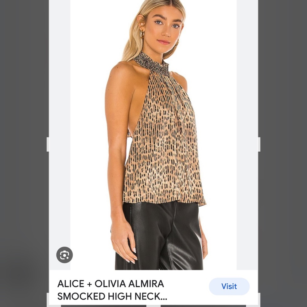 Alice + Olivia Almira Smocked high neck, sleeveless, low back -XL